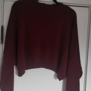 Nasty Gal Cropped Burgandy Sweater Size L
